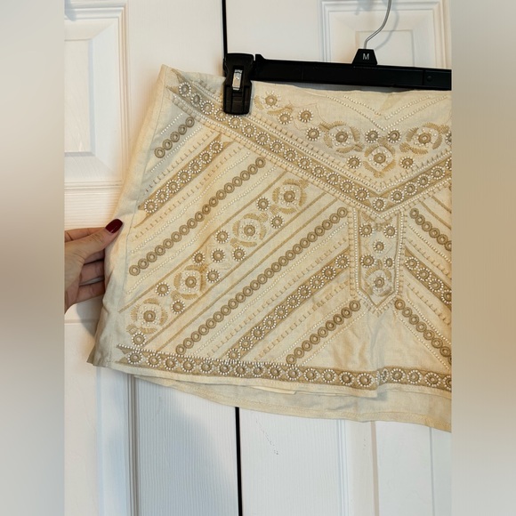 NWT 12th Tribe Del Sol Cream Beaded Micro Mini Skirt - Picture 6 of 12